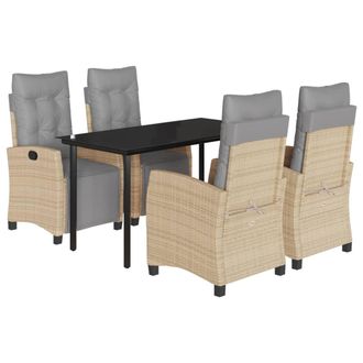 vidaXL Set Comedor De Jard&iacute;n 5 Pzas Con Cojines Rat&aacute;n Sint&eacute;tico Beige Vidaxl