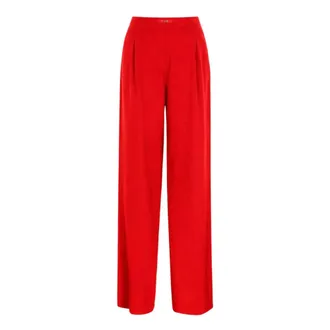 Max Mara Wide Trousers, female, Red, Size: 2XS Fluid Satin Trousers