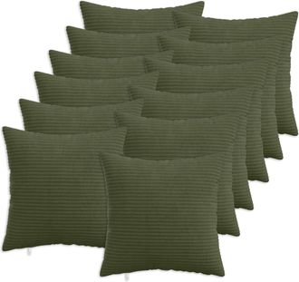 vidaXL Funda De Almohada 12 Pcs Heerlen Verde 45 X 45 Cm Pana Vidaxl