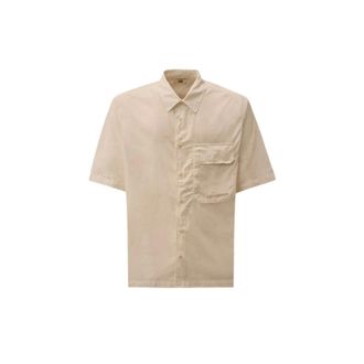 C.P. Company Short Sleeve Shirts, male, White, Size: S Short Sleeve Shirt in Popeline