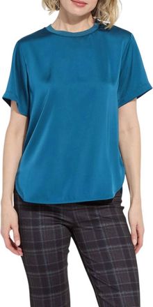 Lyss&eacute; Aline Crew Neck Mix Media Top In Irish Blue