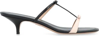 Ferragamo Womens Mini Bow Leather Mules Black Calf Sandal