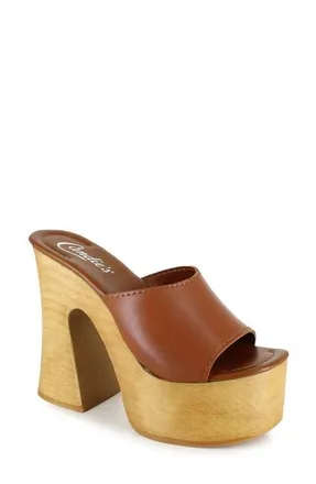 Candie's Mia Platform Slide Sandal in Tan at Nordstrom, Size 10Us