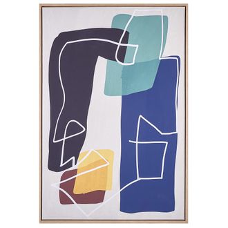Beliani Lienzo Cuadro De Pared 93 X 63 Cm Marco Mdf Sint&eacute;tico Figuras Abstractas Geom&eacute;trico Multicolor Frisa