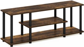 Furinno Turn-N-Tube No Tools 3D 3-Tier Entertainment TV Stands, Amber Pine/Black