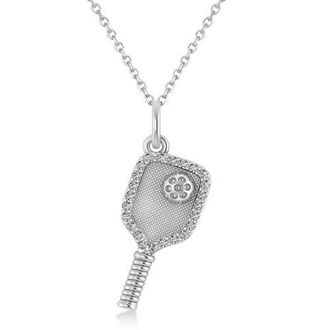 Allurez Natural Diamond Pickleball Paddle Pendant Necklace 14k in 0.24Ct, White Gold at Nordstrom, Size 18