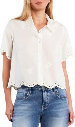 Wash Lab Denim Empress Embroidered Shirt in Bright White at Nordstrom, Size X-Large
