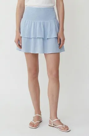 Vero Moda Natali Tiered Smocked Waist Miniskirt in Cashmere Blue at Nordstrom, Size X-Large
