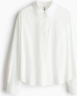 H&M Oversized Popelinebluse - White