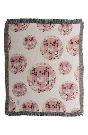 Deny Designs Lindsay Kay Disco Balls Fringe Throw Blanket in Beige at Nordstrom Rack