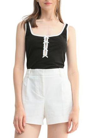 Lush Bow Contrast Keyhole Tank in Black White at Nordstrom Rack, Size X-Small