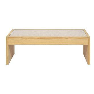 Naan Furniture Mesa de centro de madera maciza natural con cristal 98 cm barnizado