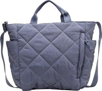 Generic Womens Simple Stylish Large Capacity Tote Bag Soft Lightweight Quilted Shoulder-Bag for School Work Shopping Travel Daily (Blue)