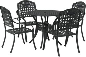 vidaXL 5 Piece Garden Dining Set - Black Cast Aluminum vidaXL