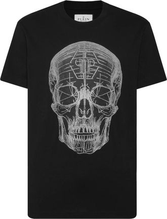 Philipp Plein T-Shirt Ronde Hals Skull - Heren - T-shirts - Zwart - 4XL - Katoen - Tops