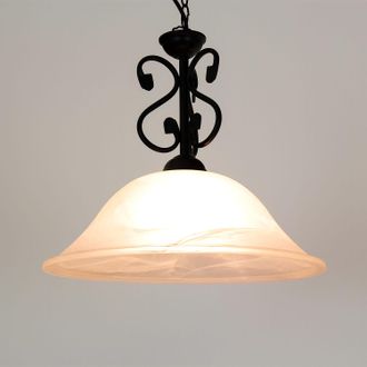 Licht-Erlebnisse Lampada Dorothea Vetro Ciondolo In Metallo Opaco / Riso Vetro Pietra Nera &Oslash;40cm H: 38cm