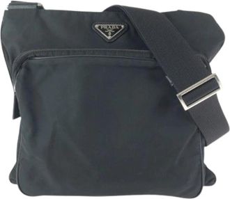 Prada Pre-owned Nylon Tessuto Triangle Logo Schoudertas - Dames - Vintage Schoudertas - Zwart - ONE Size - Nylon - Vintage