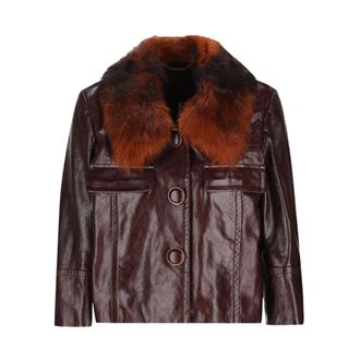 Chlo&eacute; Jassen, Dames, Bruin, M, Katoen, Cropped Leren Jas