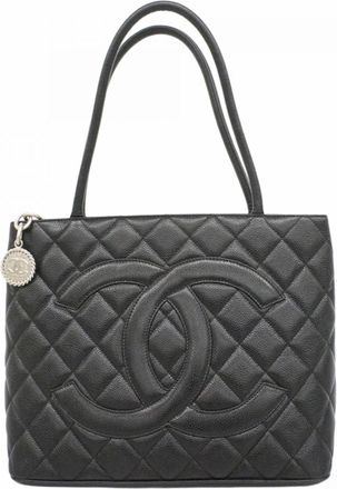 Chanel Black Grained Calfskin Tote Bag (Pre-Owned)