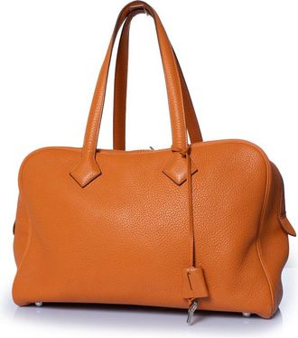 Herm&egrave;s Pre-owned Womens Victoria handbag in orange togo leather - One Size