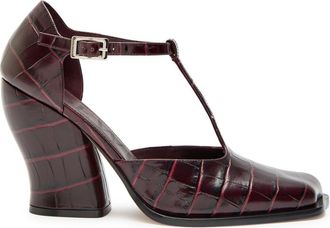 Loewe Onda 90 Crocodile-effect Leather Pumps - Burgundy - 36 (IT36 / UK3)