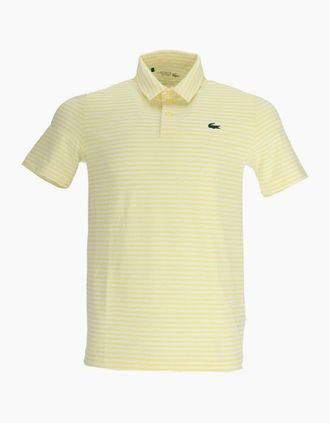 Lacoste Mens Crocodile Logo Collared Polo Shirt - White/Yellow - Size: 36