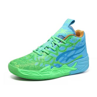 Generic Breathable Fashion Basketball Shoes for Men - Comfortable Anti-Slip Outdoor Sport Sneakers for Woman Man (Blue Green,8.5)