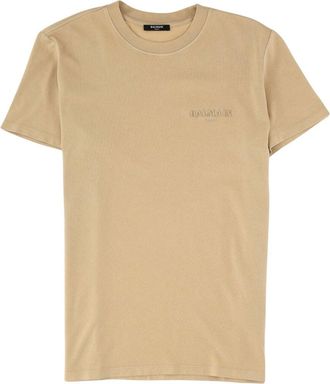 Balmain Beige Regular Logo T-Shirt