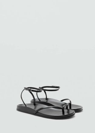 Mango Sandali pelle fasce nero - Donna - 35 - MANGO