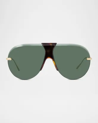 Loewe Men & apos;s Safari Rimless Metal/Acetate Semi-Shield Sunglasses