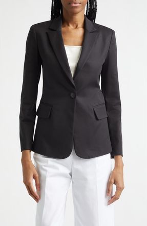 Emporio Armani Cotton Blend Blazer in Black Solid at Nordstrom, Size 16 Us