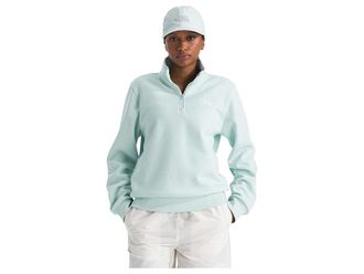 The North Face Evolution Embroidered 1/4 Zip Womens Sweatshirt Opal Frost : MD, Cotton/Polyester