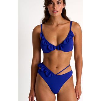 Shan Balconette Bikini Top With Petals Details in Blue at Nordstrom, Size 6