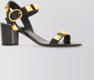 Valentino Garavani leather block heel sandals with studded embellishments