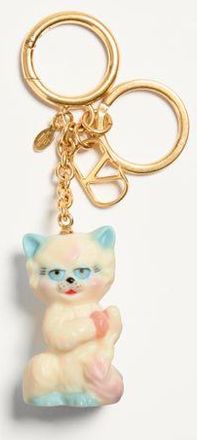 Valentino Garavani Charm Per Borse Con Portachiavi Valentino Garavani Le Chat De La Maison In Nylon Uomo ANTIQUE BRASS/MULTICOLOR UNI