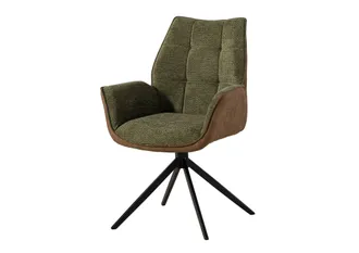 Massivmoebel24 Sedia Girevole 61x65x89 Marrone / Verde Henri 101
