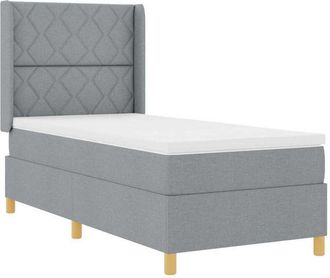 vidaXL Vidaxl - Cama Con Somier Con Colch&oacute;n Gris Claro 100 X 200 Cm Tela