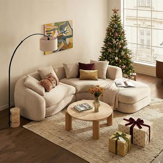 Castlery White Performance Boucle Single Arm Right Sectional Sofa for Women by Castlery