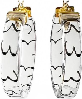 Gold & Honey Womens Flat Lucite Hoop Earrings With Boobies In Clear