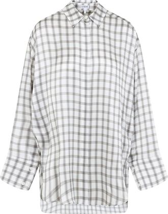 Loewe White And Grey Silk Shirt-Donna