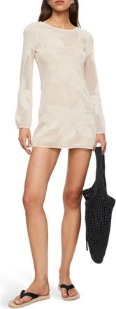 Lioness Solace Open Stitch Long Sleeve Minidress in Sand at Nordstrom, Size X-Small