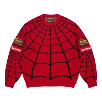 SUPREME x Vanson Leathers SS26 Spider-Man Sweater Red SUP-SS26-302-RED
