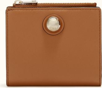 Furla Sfera Portafoglio Compatto Brandy Marrone Pelle Di Vitello Morbida Donna