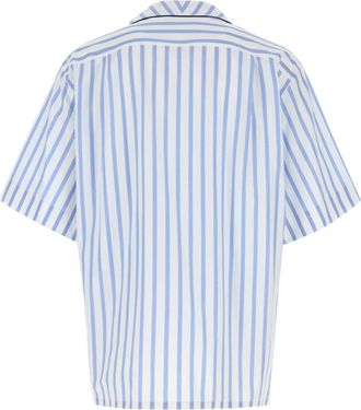 Dolce & Gabbana Mens Striped Poplin Shirt Blue Cotton Silk