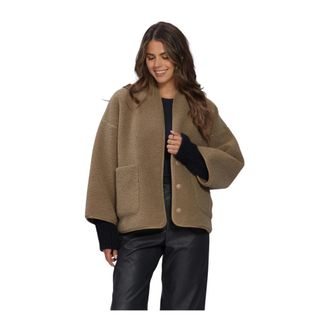 Knit-ted Joko Jas - Dames - Fleece jassen - Bruin - Xs/S - Polyester - Fitness