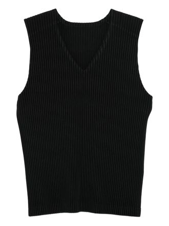 Homme Pliss&eacute; Issey Miyake V-neck vest - men - Polyester - L - Black