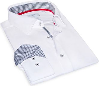 Levinas Tailored Fit Solid Cotton Dress Shirt in White at Nordstrom Rack, Size Xxx-Large