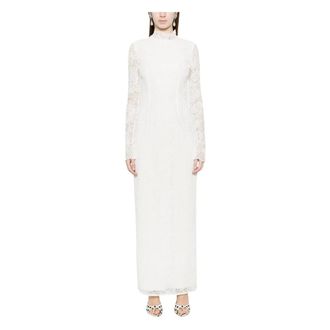 Rotate ROTATE Birger Christensen, Maxi Dresses, female, White, Size: XS Crew-neck Lace Dress