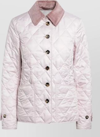 Burberry quilted jacket contrast collar front pockets