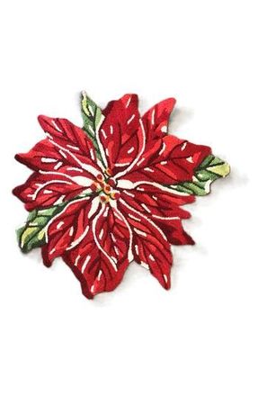 R16 Home Poinsettia Flower Indoor/Outdoor Doormat in White Red Green at Nordstrom Rack, Size 3Ft